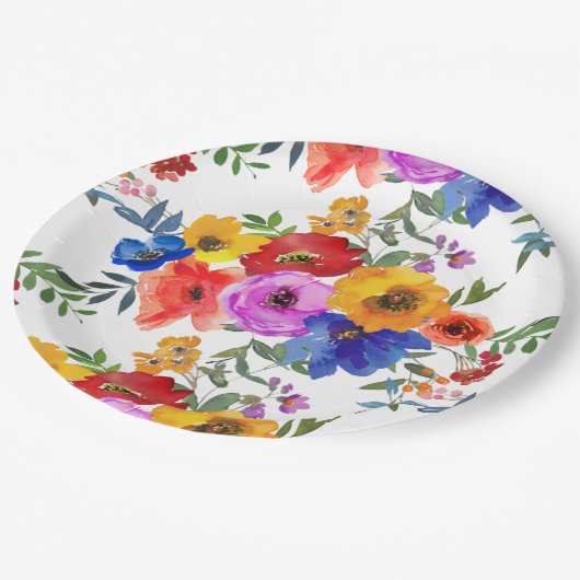 フィエスタカラフルフラワーメ結婚キシカン婚約 ペーパープレート (アングル)