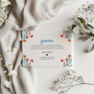 フィエスタカラフルフラワーモダン 結婚式 スペインの結婚式 サンキューカード
