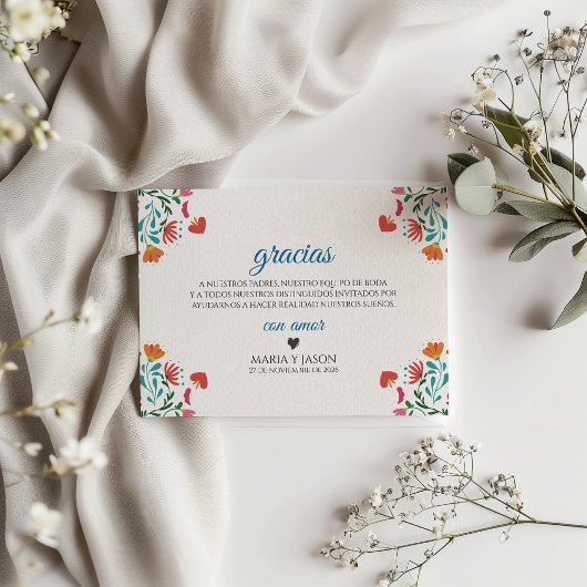 フィエスタカラフルフラワーモダン 結婚式 スペインの結婚式 サンキューカード
