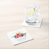 フィエスタカラフルフラワー結婚ズ婚約 スクエアペーパーコースター (インサイチュ)