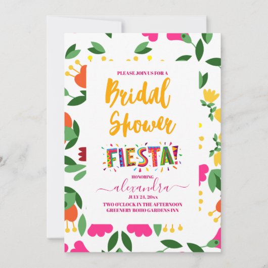 フィエスタカラフルフローラブライダルシャワー 招待状 (正面)