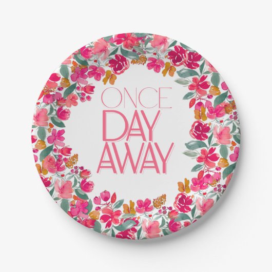 フィエスタカラフルフローラブラックリハーサルディナー ペーパープレート (正面)