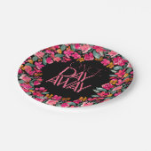 フィエスタカラフルフローラブラックリハーサルディナー ペーパープレート (アングル)