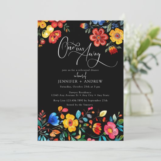 フィエスタカラフルフローラブラックリハーサルディナー 招待状 (スタンド正面)