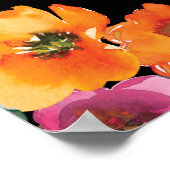 フィエスタカラフルフローラブラック結婚のウェルカムサイン ポスター (角)