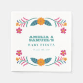 フィエスタカラフルフローラベビーシャワー スタンダードカクテルナプキン (正面)