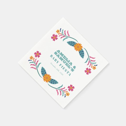 フィエスタカラフルフローラベビーシャワー スタンダードカクテルナプキン (角)