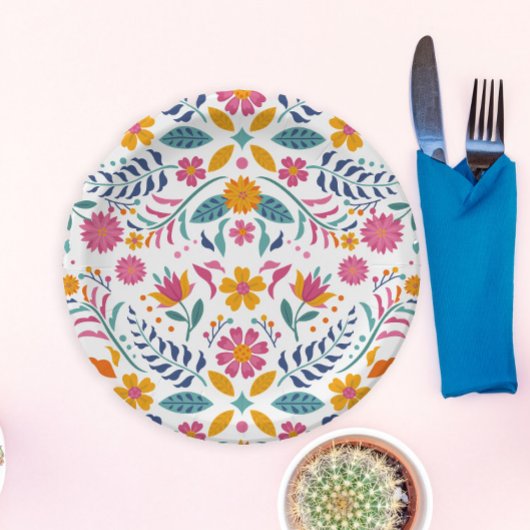 フィエスタカラフルフローラベビーシャワー ペーパープレート