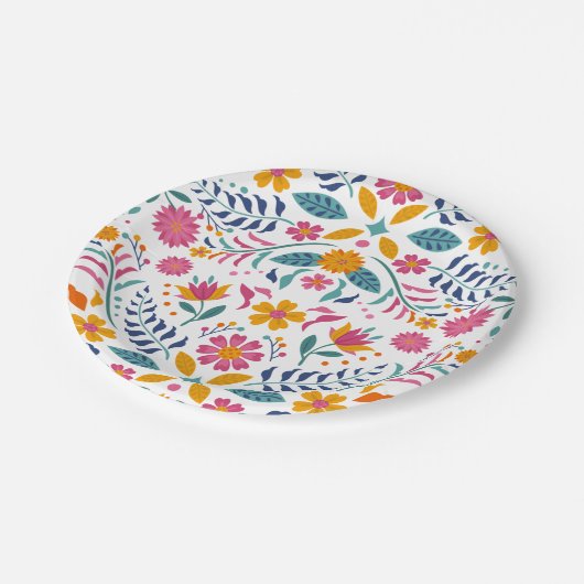 フィエスタカラフルフローラベビーシャワー ペーパープレート (アングル)