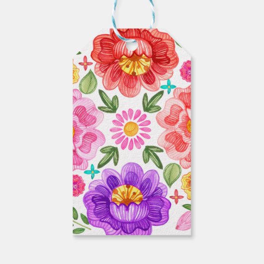 フィエスタカラフルフローラメキシコの赤ちゃんシャワーのお気に入り ギフトタグ (裏面)