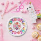 フィエスタカラフルフローラルパターンメキシカンセノリータ ペーパープレート