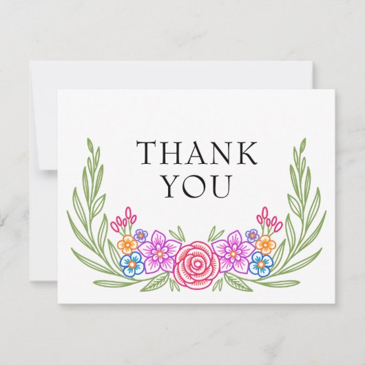 フィエスタカラフルフローラ結婚ワイルドフラワーズ サンキューカード (正面)