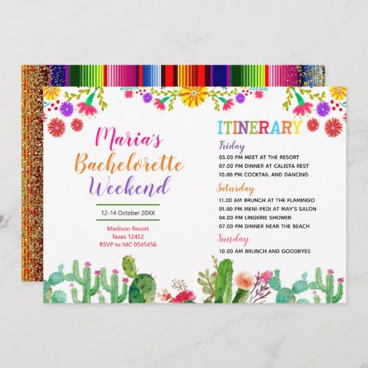 フィエスタカラフルブライダルシャワー日程 招待状 (正面/裏面)