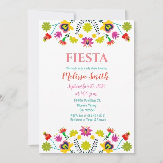 フィエスタカラフルベビーフィエスタベビーシャワー招待状 招待状 (正面)
