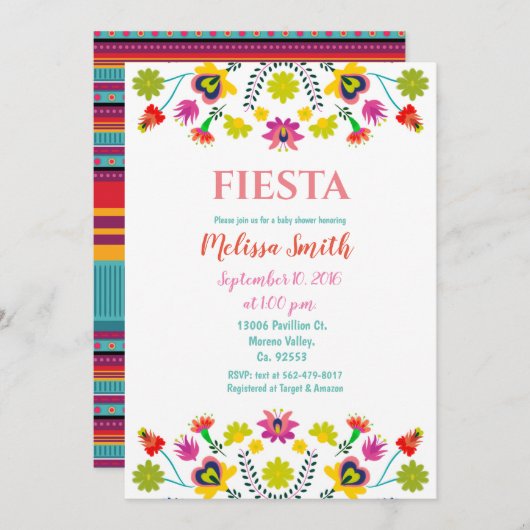 フィエスタカラフルベビーフィエスタベビーシャワー招待状 招待状 (正面/裏面)