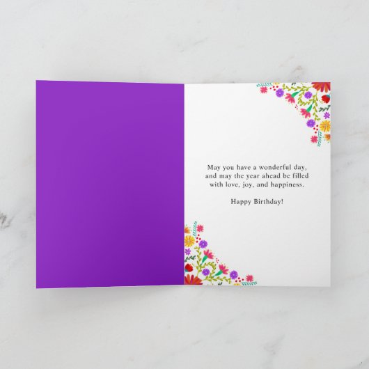 フィエスタカラフルメキシコフローラフレーム16誕生日 カード (内部)