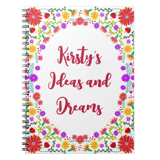 フィエスタカラフルメキシコフローラフレーム ノートブック (正面)