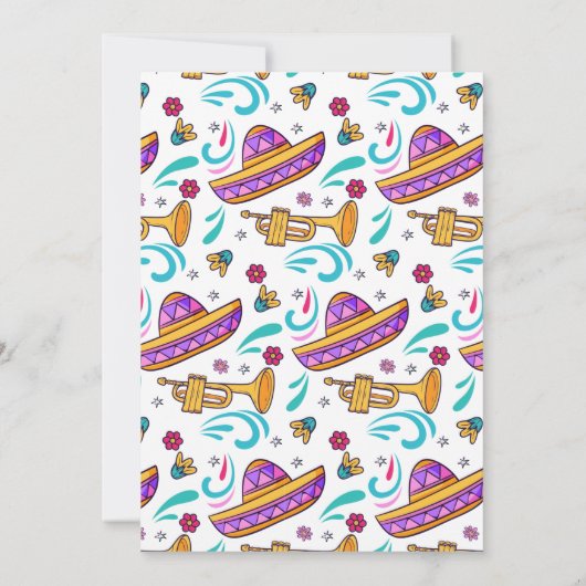 フィエスタカラフルメキシコ文化サボテン赤ちゃんシャワー 招待状 (裏面)