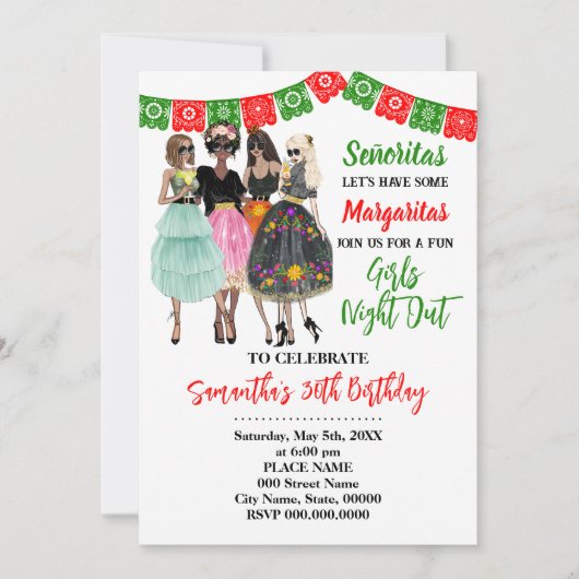フィエスタガールズナイトアウト誕生日 招待状 (正面)