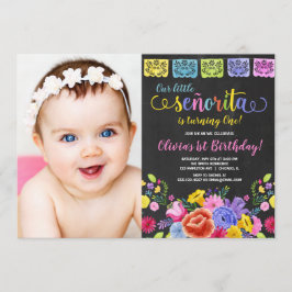 フィエスタガール誕生日フローラ水彩写真 招待状