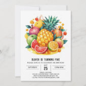 フィエスタキッズ編集可能フルーツ誕生日 招待状 (正面)