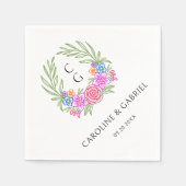 フィエスタクレストリースモノグラム結婚ズ スタンダードカクテルナプキン (正面)