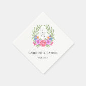 フィエスタクレストリースモノグラム結婚ズ スタンダードカクテルナプキン (角)