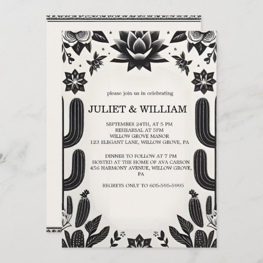 フィエスタクールサボスフローラメキシカンリハーサルディナー 招待状 (正面/裏面)