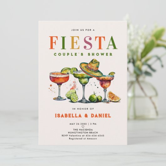 フィエスタコードジャックとジル結婚のカップルのシャワー 招待状 (スタンド正面)