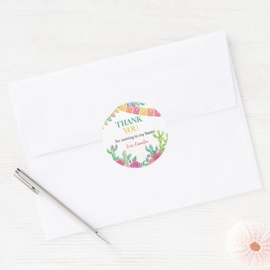 フィエスタサクタスガールバースデーパーティーラベル ラウンドシール (封筒)