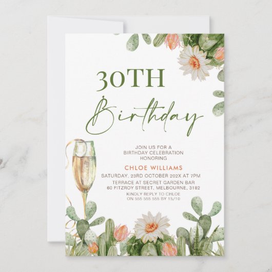 フィエスタサクタスシャンパンガラス誕生日招待状 招待状 (正面)