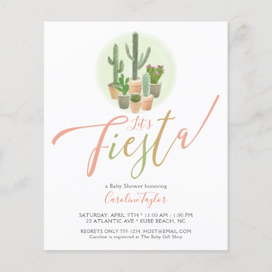 フィエスタサクタスバジェットベビーシャワー招待状 (正面)
