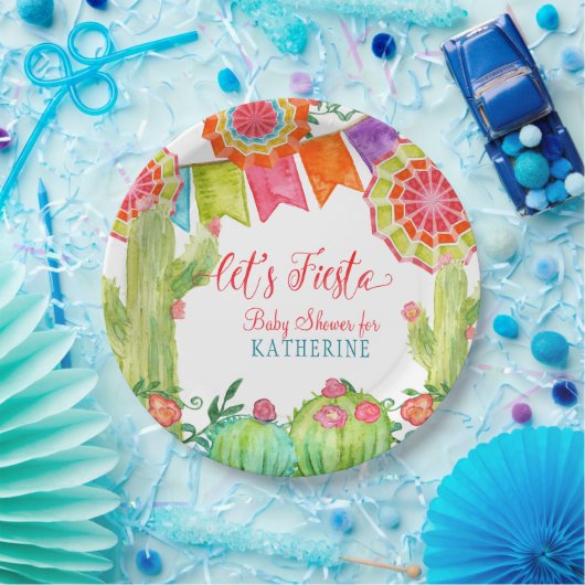 フィエスタサクタスベビーシャワーガール紙ファンペナント ペーパープレート (パーティー)