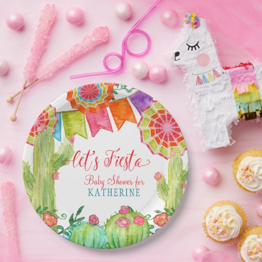 フィエスタサクタスベビーシャワーガール紙ファンペナント ペーパープレート (パーティー)