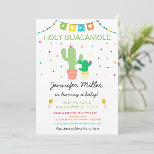フィエスタサクタスホーリーグアカモールベビーシャワー 招待状 (スタンド正面)