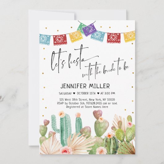 フィエスタサクタスボホブライダルシャワー 招待状 (正面)