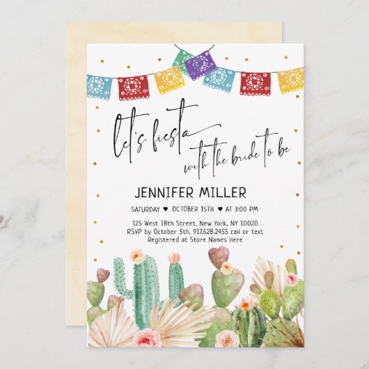 フィエスタサクタスボホブライダルシャワー 招待状 (正面/裏面)