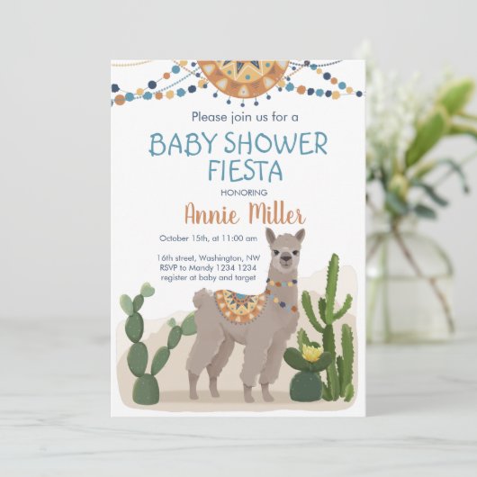フィエスタサクタスラマベビーシャワー招待状 招待状 (スタンド正面)