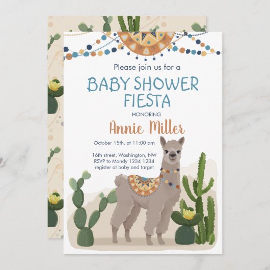 フィエスタサクタスラマベビーシャワー招待状 招待状 (正面/裏面)