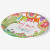 フィエスタサボクピンク赤ちゃんシャワーガールバナーペナント ペーパープレート (アングル)