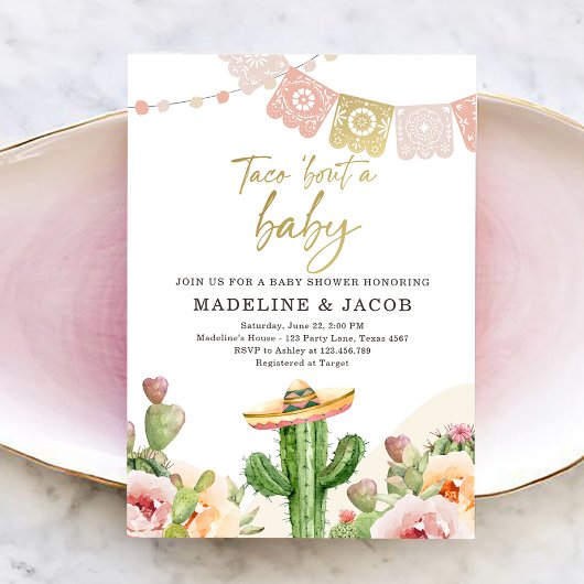 フィエスタサボスウォーターカラーベビーカップルシャワーインクト 招待状