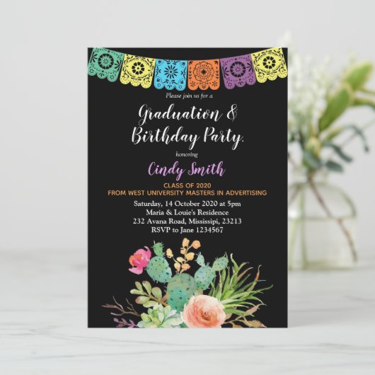 フィエスタサボスエクセレーションパーティー招待状ブラック 招待状 (スタンド正面)