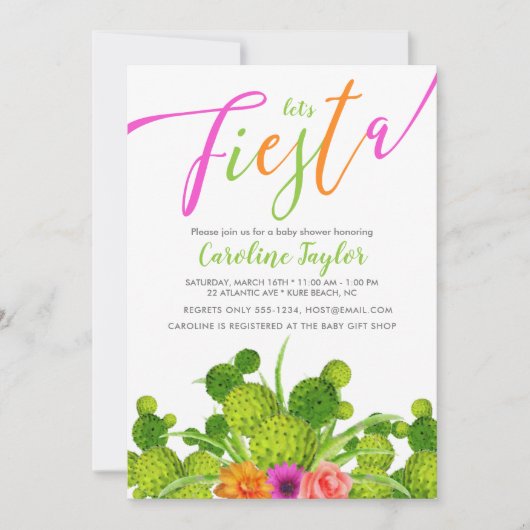 フィエスタサボスカラフルフローラベビーシャワー 招待状 (正面)