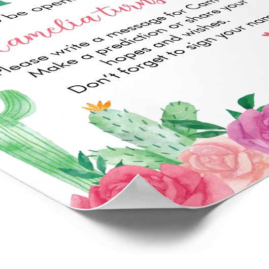 フィエスタサボスガール誕生日タイムカプセルサイン ポスター (角)