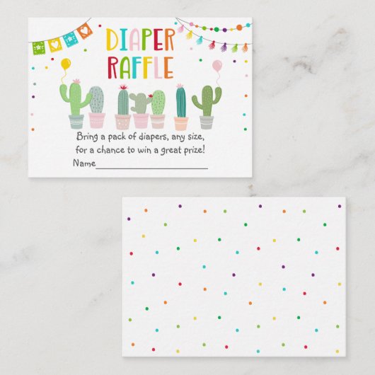 フィエスタサボスベビーシャワーおむつラッフル エンクロージャーカード (正面/裏面)