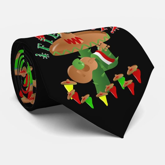 フィエスタサボテンとギター&踊りピーマン ネクタイ (ロール)