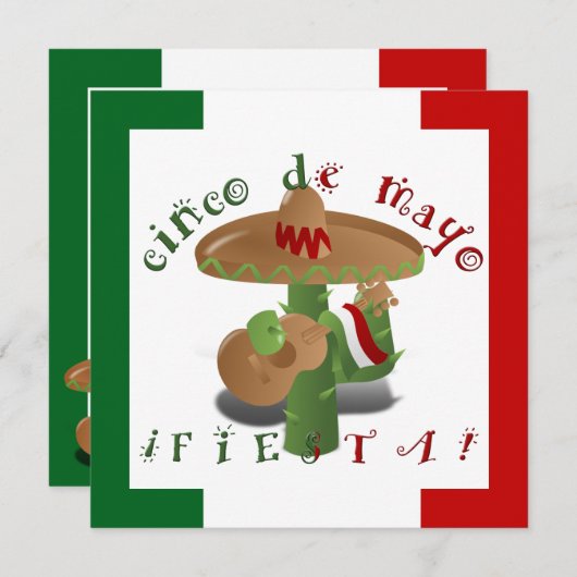 フィエスタサボテンとギター&踊りピーマン 招待状 (正面/裏面)