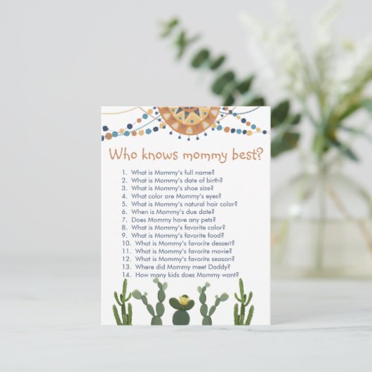 フィエスタサボテンの赤ちゃんシャワーゲーム エンクロージャーカード (スタンド正面)