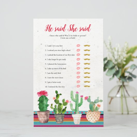 フィエスタサボテン彼は彼女はゲームカードを言った (スタンド正面)