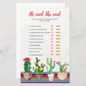 フィエスタサボテン彼は彼女はゲームカードを言った (正面/裏面)